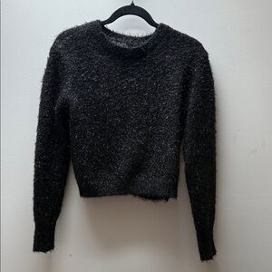 Rachel Zoe Black Textured Crew Neck Sweater